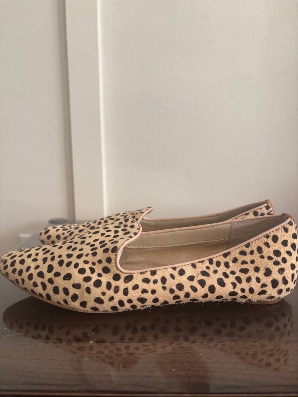 Dolce Vita Leopard-Print Slip-On Flats in Tan and Black